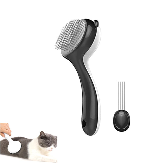 Cat Grooming Kit: 7-in-1 Set for Short & Long Haired Pets Dogs Cats for Fur Removal Dual-Use for Dry & Wet Bathing Massaging Detangling Nail Trimming (Elastic Rake Comb)