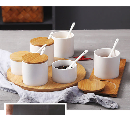 Kitchenware Chinese Creative Ceramic Seasoning Jar Set