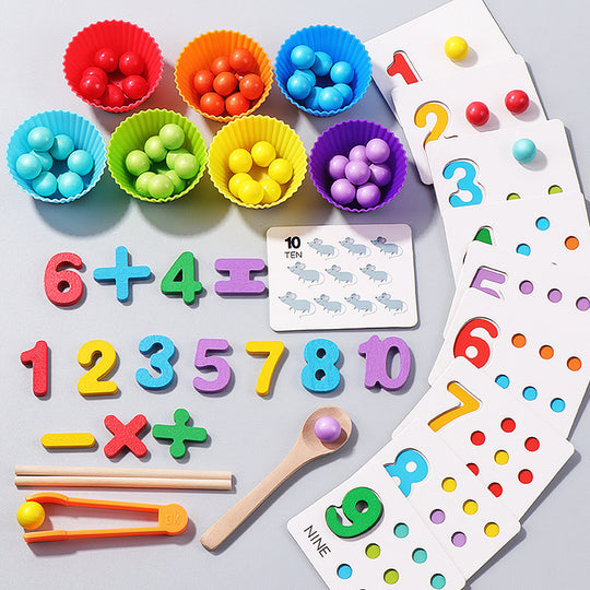 Montessori Mathematics Teaching Tools Baby Digital Cognitive Pairing Puzzle Intelligence Clipping Beads Children's Fine Action Toys