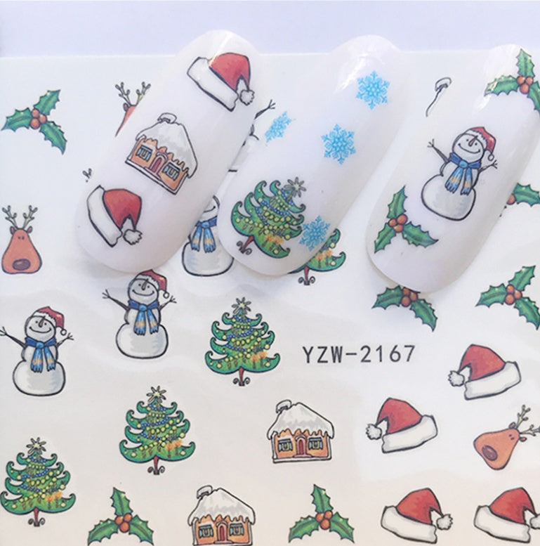 Explosion models Christmas series water transfer nail stickers nail stickers full stickers nail jewelry watermark stickers