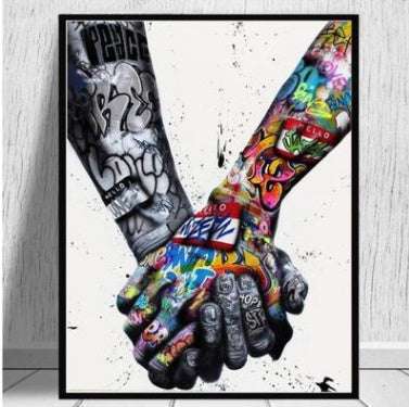 Modern Street Graffiti Hands Canvas  Painting Wall Art Posters and  Picture For Living Room Home Decor No Frame