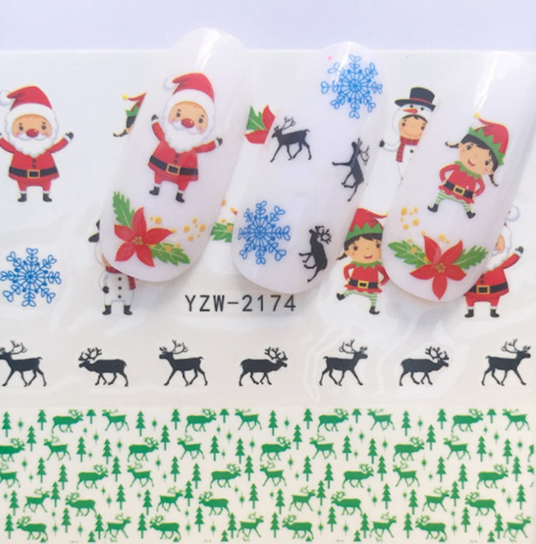 Explosion models Christmas series water transfer nail stickers nail stickers full stickers nail jewelry watermark stickers