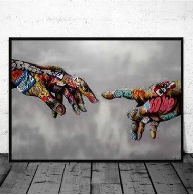 Modern Street Graffiti Hands Canvas  Painting Wall Art Posters and  Picture For Living Room Home Decor No Frame