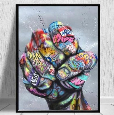 Modern Street Graffiti Hands Canvas  Painting Wall Art Posters and  Picture For Living Room Home Decor No Frame