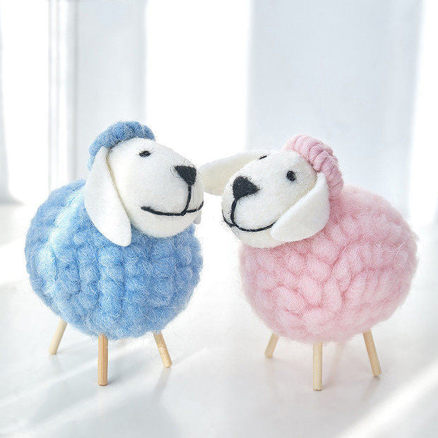 Home Decoration Felt Sheep Miniature Decoration Figurines Holiday Party Supplies Accessories