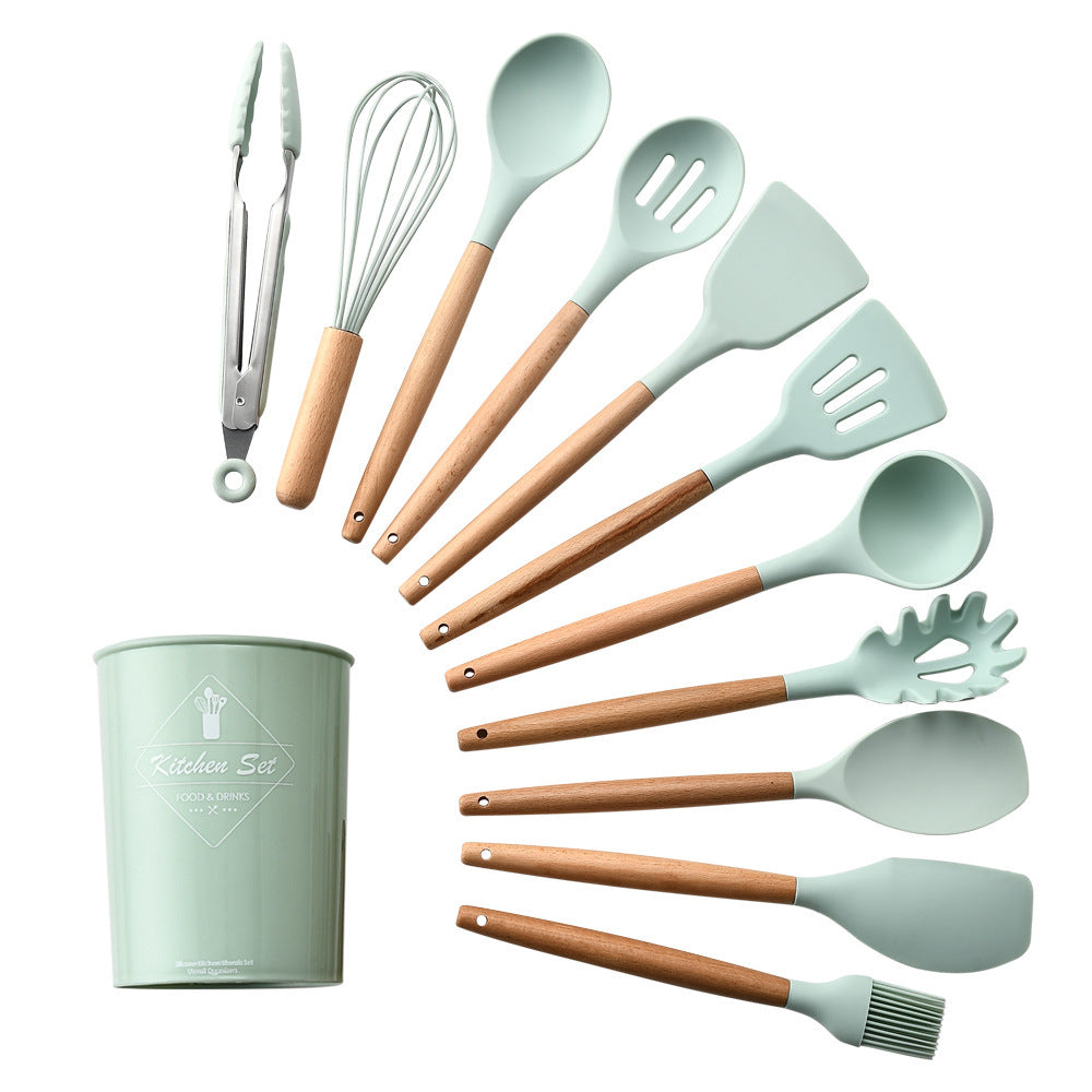 Silicone Kitchenware With Wooden Handle