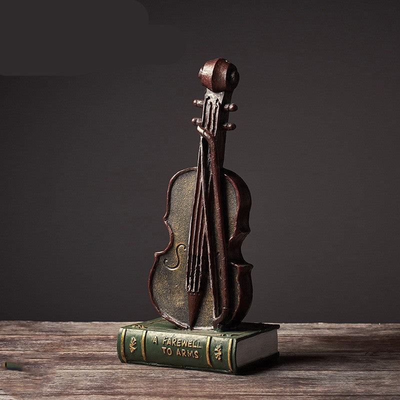 Antique Home Decor Retro Resin Musical Instrument Model Nostalgia Ornament Crafts Antique Musical Instrument Figurines Souvenirs