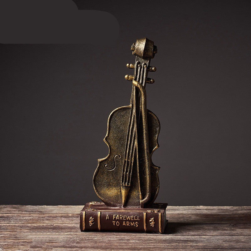 Antique Home Decor Retro Resin Musical Instrument Model Nostalgia Ornament Crafts Antique Musical Instrument Figurines Souvenirs