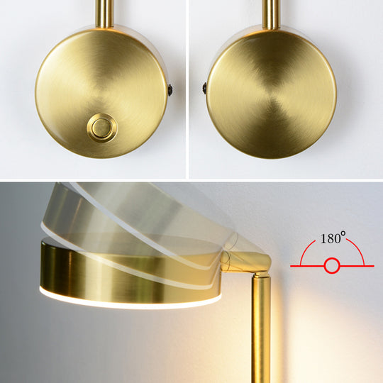 Golden Led Wall Lamp Bedside Lamp Wall Lamp Rotary Key Switch Lamp Modern Minimalist Wall Lamp Background Wall Decoration