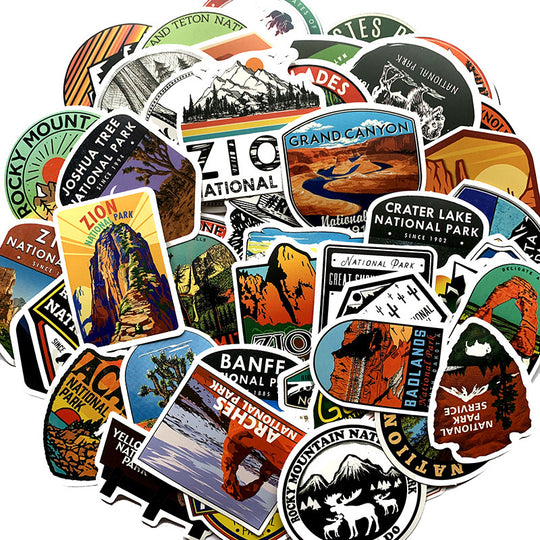 National Park 50 Stationery Waterproof PVC Stickers