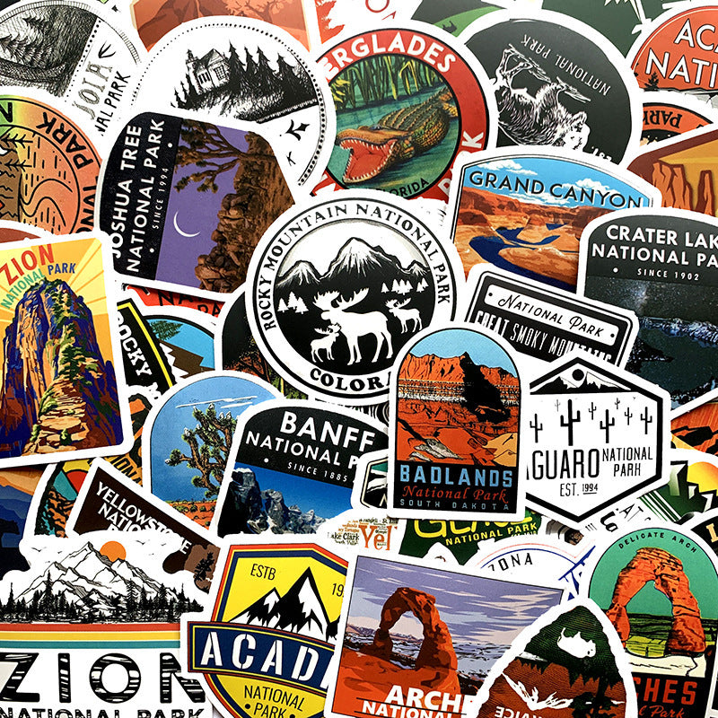 National Park 50 Stationery Waterproof PVC Stickers