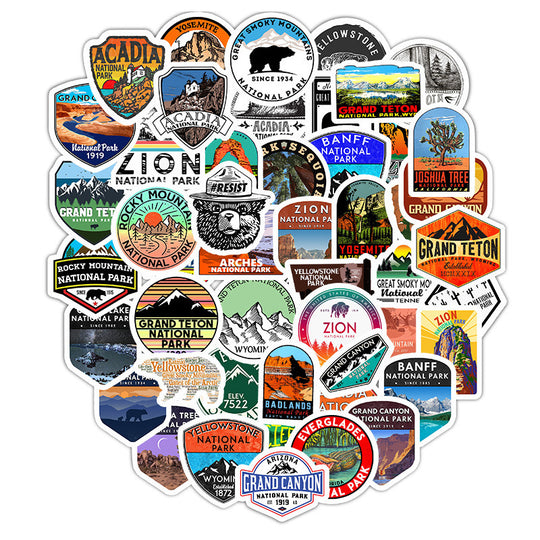 National Park 50 Stationery Waterproof PVC Stickers