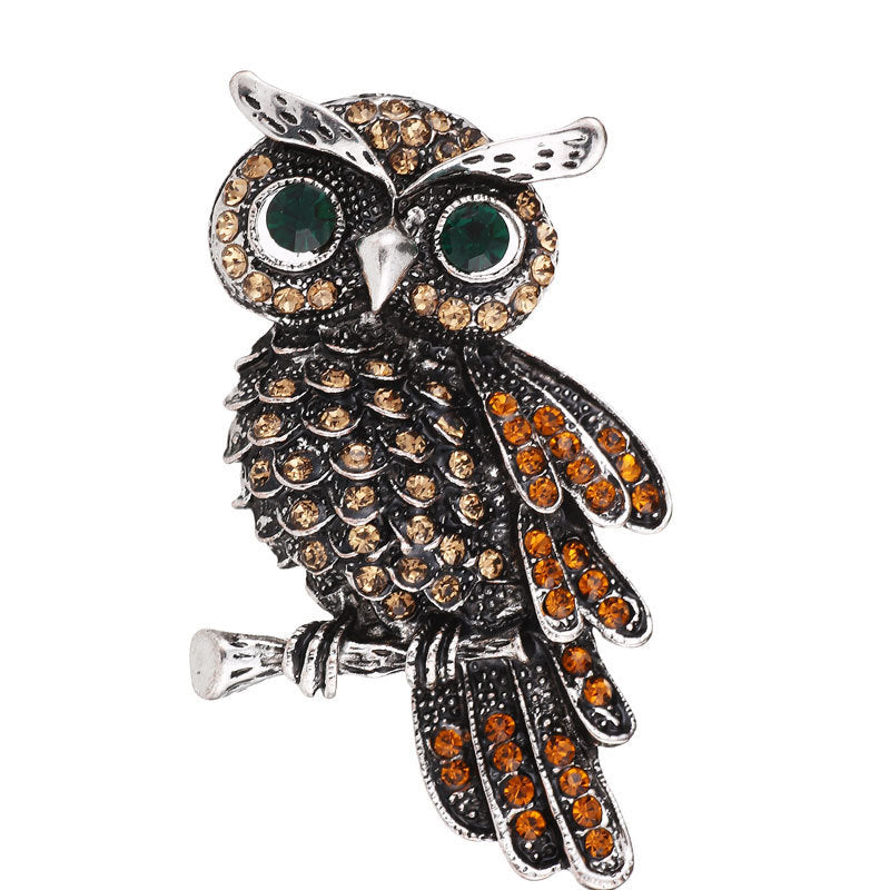 Korean Edition Animal Brooch Inlaid With Diamond Owl