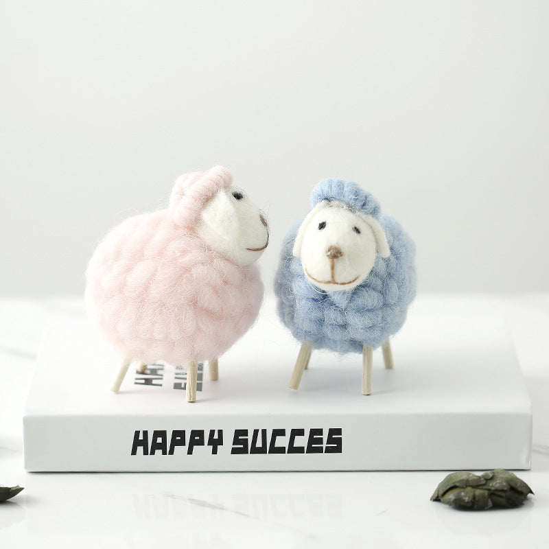 Home Decoration Felt Sheep Miniature Decoration Figurines Holiday Party Supplies Accessories