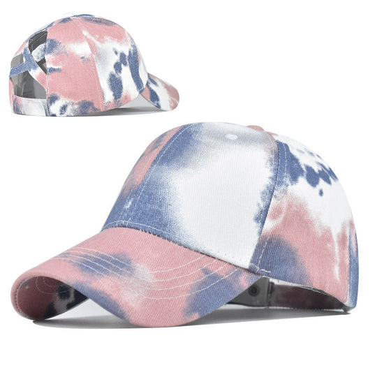 Tie-Dye Hats, Pure Cotton, European And American Women'S Empty Top Hats, Sun Visors, Cotton Ponytail Caps