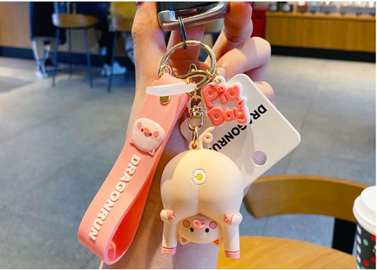 Cute Original Pig Chrysanthemum Keychain Trend Keychain