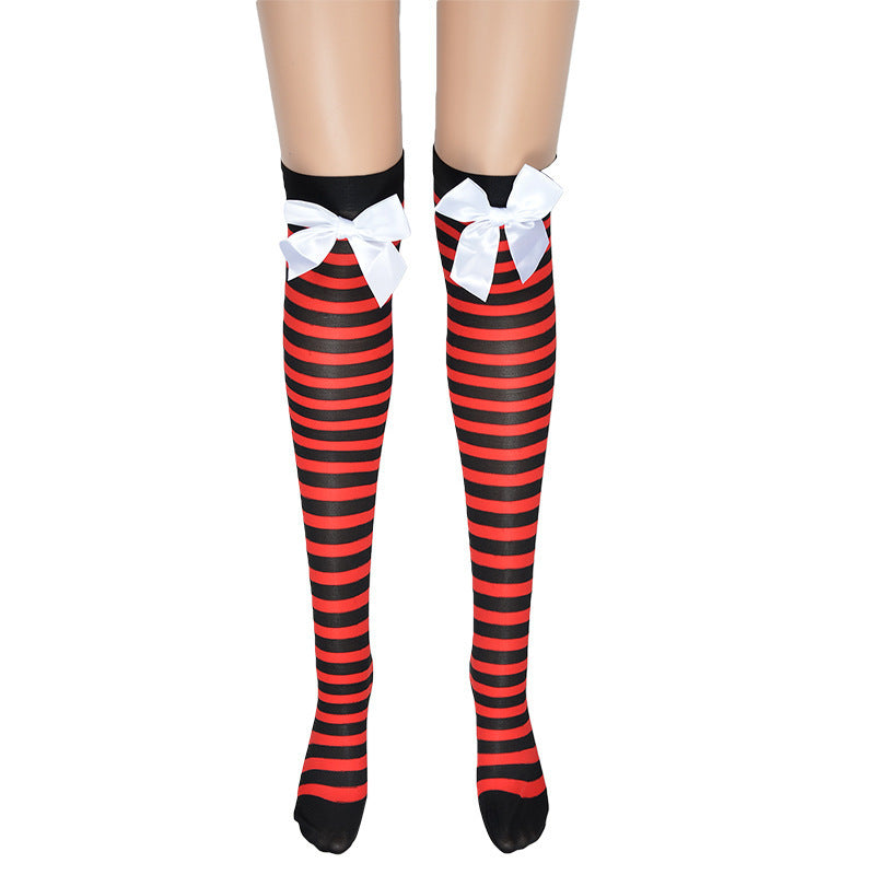 Beileisi Christmas Wear Bow Stockings Sexy Stockings Leggings New Year Socks Red