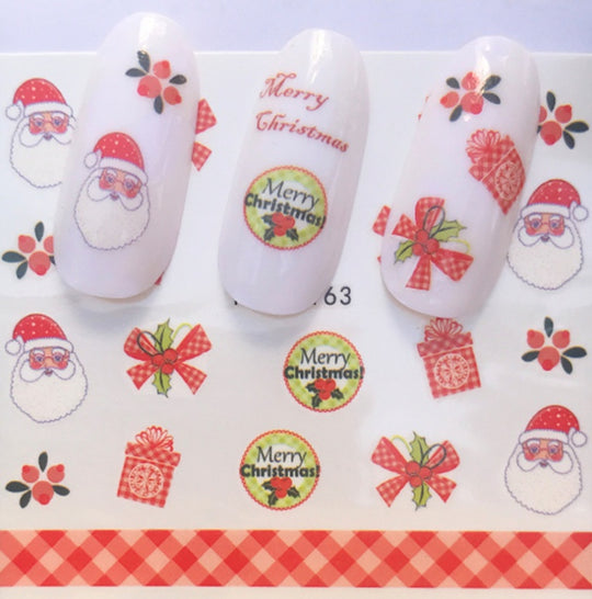 Explosion models Christmas series water transfer nail stickers nail stickers full stickers nail jewelry watermark stickers