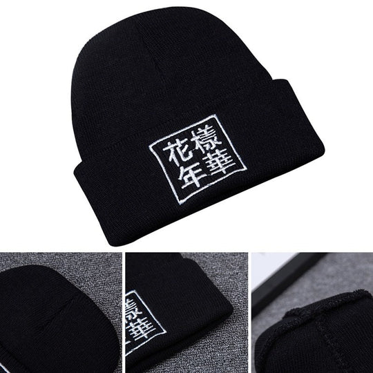 Autumn and winter warm knit hats Mood for years embroidery men and women fashion wild caps