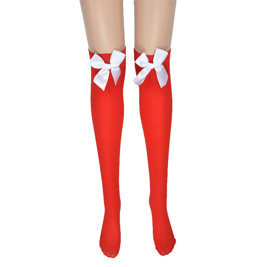 Beileisi Christmas Wear Bow Stockings Sexy Stockings Leggings New Year Socks Red