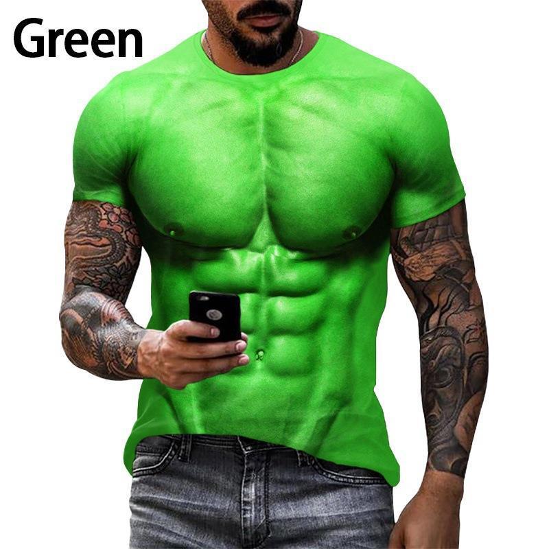 Summer Foreign Trade Summer Muscular Man 3D Digital Print T-shirt