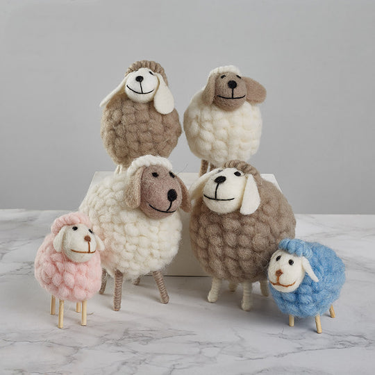 Home Decoration Felt Sheep Miniature Decoration Figurines Holiday Party Supplies Accessories