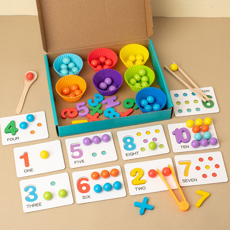 Montessori Mathematics Teaching Tools Baby Digital Cognitive Pairing Puzzle Intelligence Clipping Beads Children's Fine Action Toys