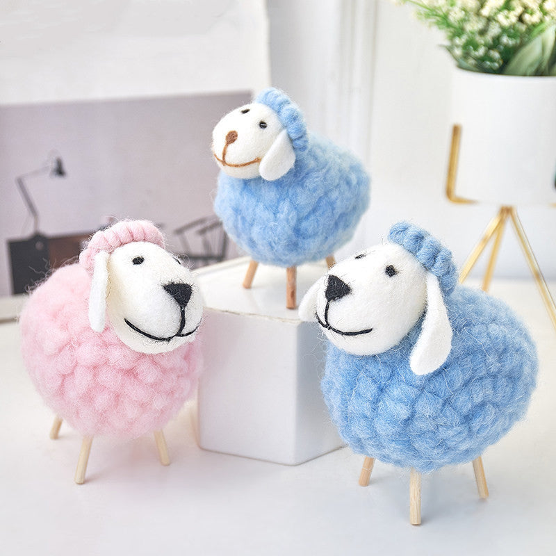 Home Decoration Felt Sheep Miniature Decoration Figurines Holiday Party Supplies Accessories