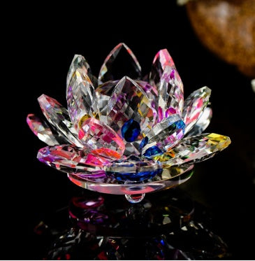 80mm Quartz Crystal Lotus Flower Crafts Glass Paperweight Fengshui Ornaments Figurines Home Wedding Party Decor Gifts Souvenir