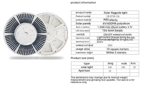 Solar Tent Bowlight 136LED Lighting