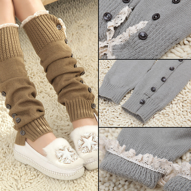 Loose Wool Leg Gaurd Set Knitted Leggings Long Socks