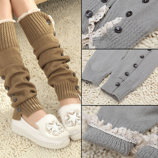 Loose Wool Leg Gaurd Set Knitted Leggings Long Socks