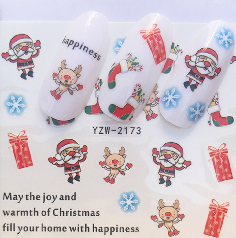 Explosion models Christmas series water transfer nail stickers nail stickers full stickers nail jewelry watermark stickers