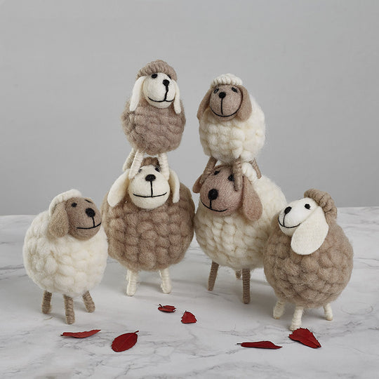 Home Decoration Felt Sheep Miniature Decoration Figurines Holiday Party Supplies Accessories