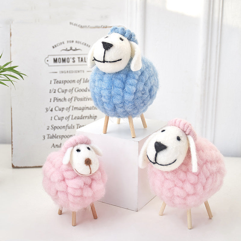 Home Decoration Felt Sheep Miniature Decoration Figurines Holiday Party Supplies Accessories