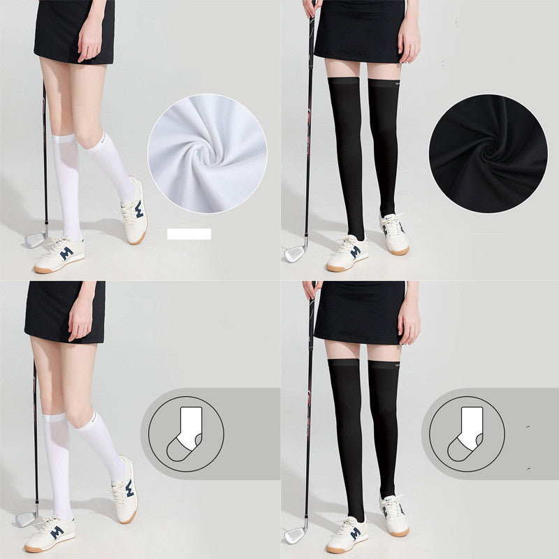 Summer Ice Silk Sun Protection Leggings Socks Mid-length Tennis