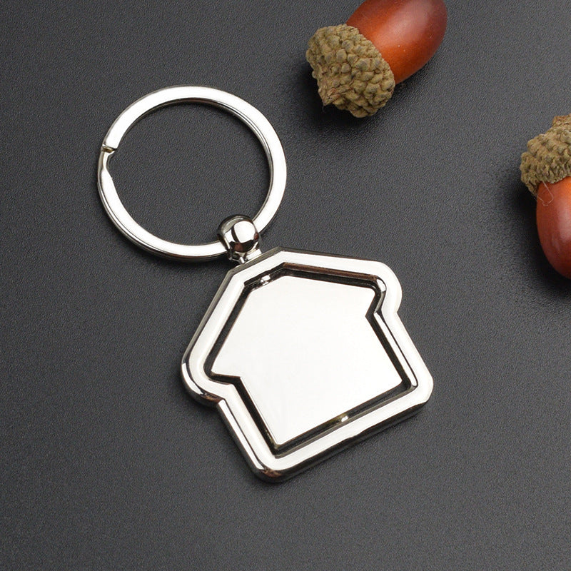 Simple House Rotating Metal Keychains