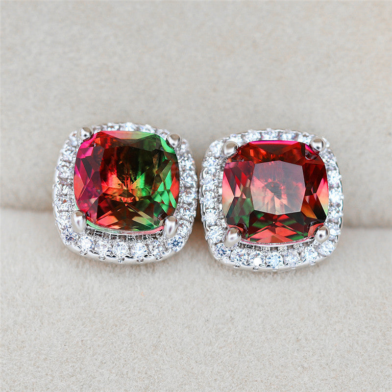 Summer Limited Hot Style Popular Mini Version Square Multicolor Jelly Earrings