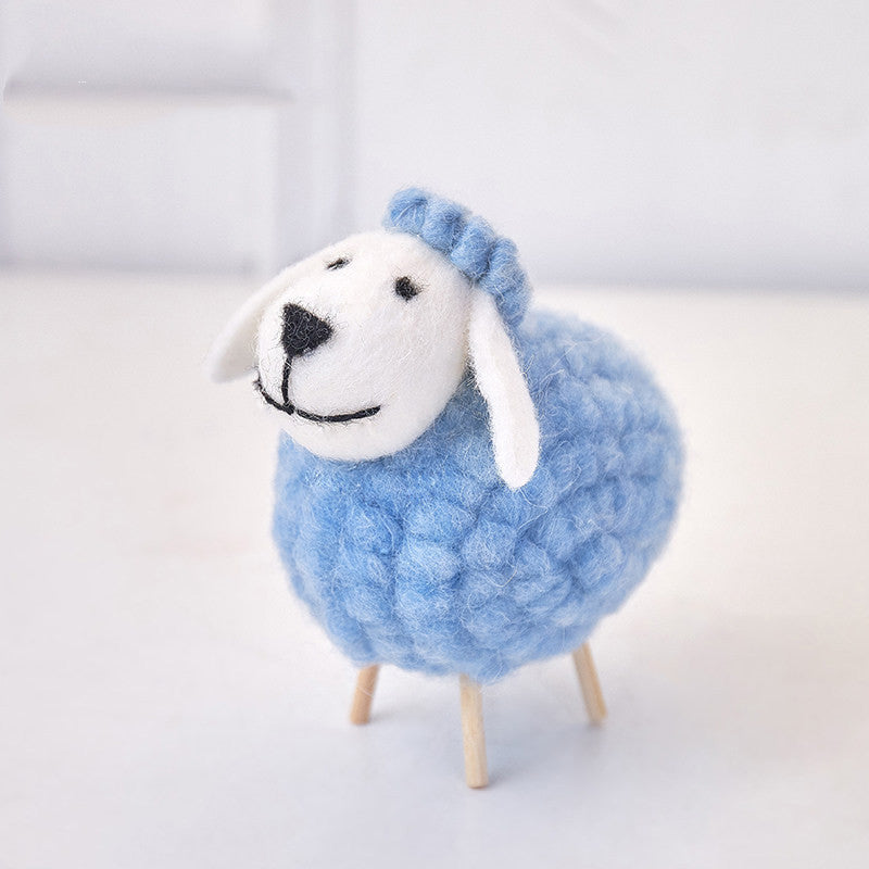 Home Decoration Felt Sheep Miniature Decoration Figurines Holiday Party Supplies Accessories