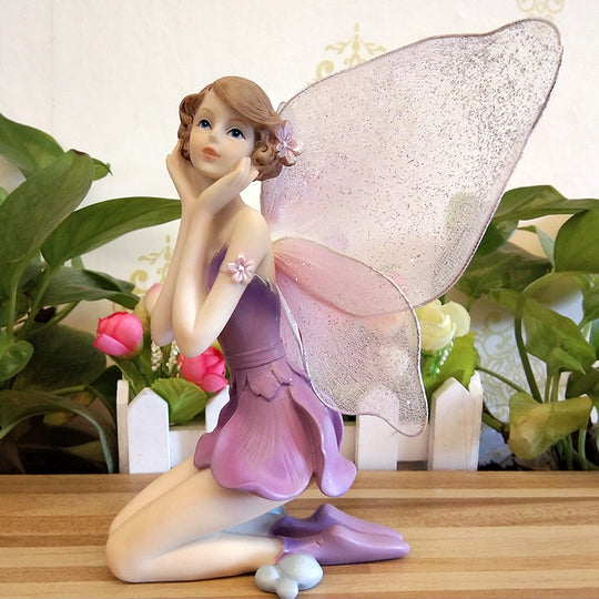 Home Decor Resin Angel Flower Fairy Garden Figurines Birthda