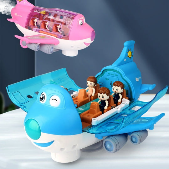 360 Rotating Electric Plane Airplane Toys For Kids Bump And Go Action Toddler Toy Plane With LED Flashing Light Sound For Boys