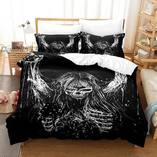 Dark Satan Theme Down Quilt Cover Bedding Suit