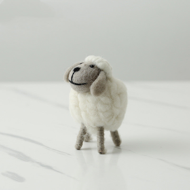 Home Decoration Felt Sheep Miniature Decoration Figurines Holiday Party Supplies Accessories