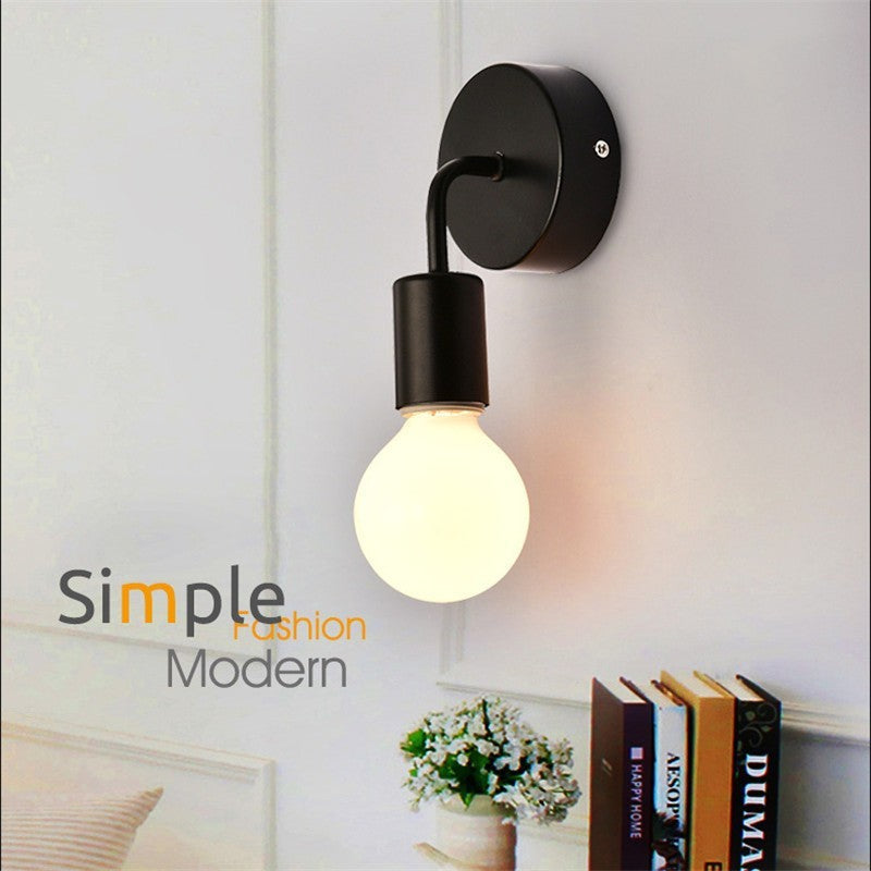 Solid Wood Small Wall Lamp Simple Iron Bedroom Wall Lamp