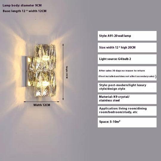 Crystal Wall Lamp Living Room Bedroom Stair Wall Lamp