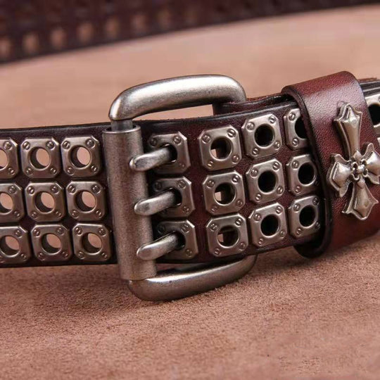 Rock Metal Three Pin Rivet Leather Male