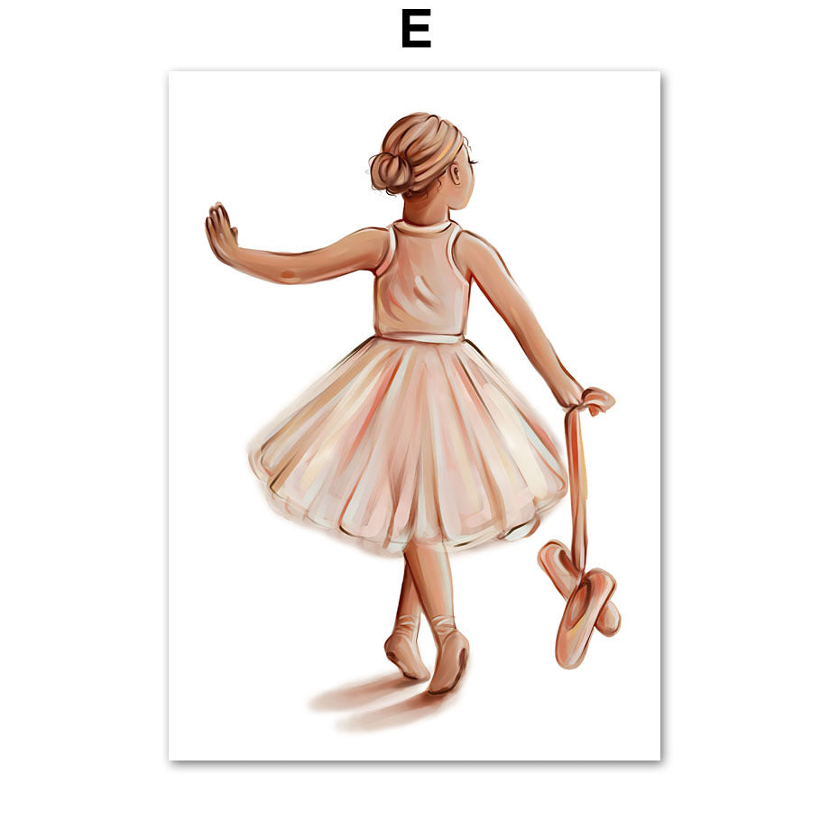 Cartoon Ballet Sports Girls Quote Wall Art Canvas Painting Nordic Posters