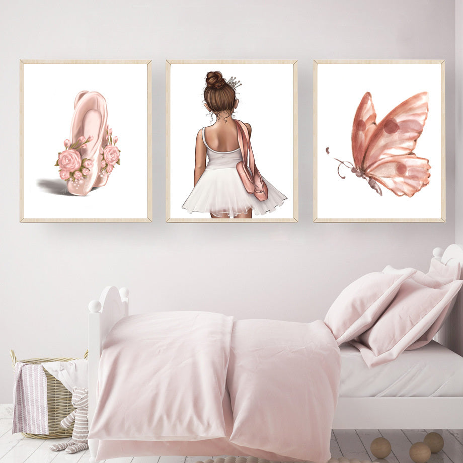 Cartoon Ballet Sports Girls Quote Wall Art Canvas Painting Nordic Posters