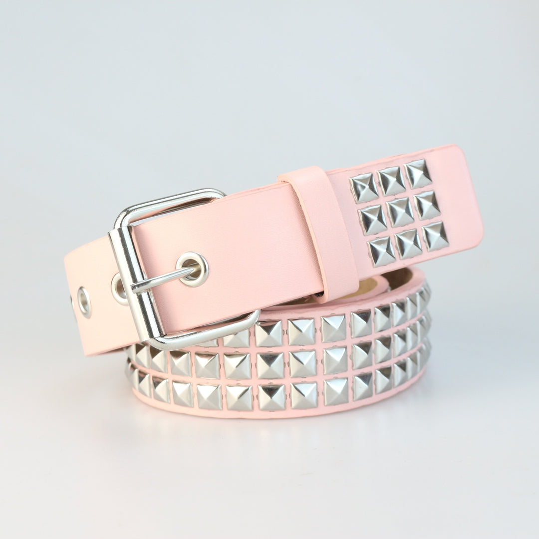 Punk Hardware Square Bead Rivet Pin Buckle Metal Belt