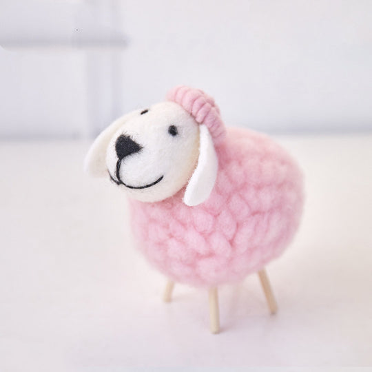 Home Decoration Felt Sheep Miniature Decoration Figurines Holiday Party Supplies Accessories